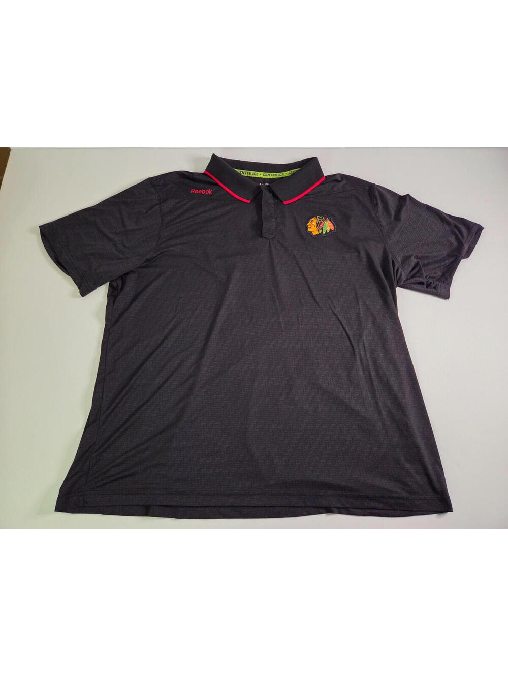 Reebok NHL Chicago Blackhawks Shirt Mens 2XL Black Center Ice Performance Hockey